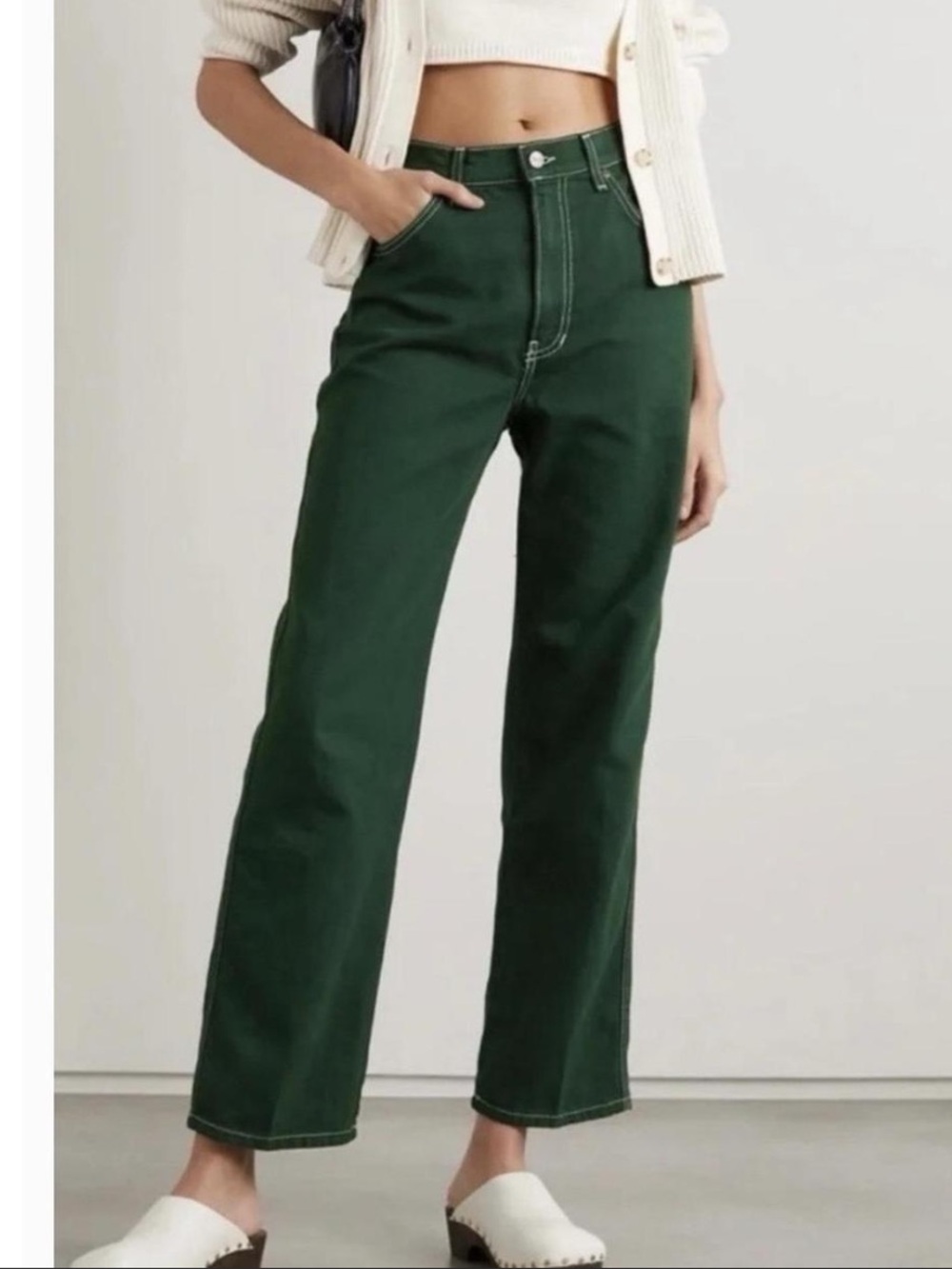 Reformation Forest Green Straight-Leg Jeans